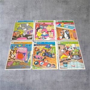 Lot 6 Vintage Whitman Frame Tray Puzzles Tom Jerry Mickey Road Runner 1970s